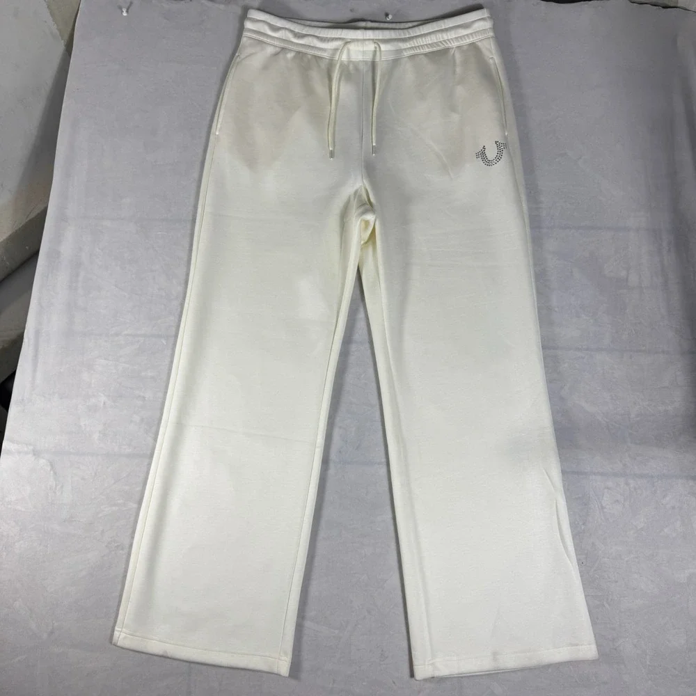 True Religion Cream Wide-Leg Sweatpants